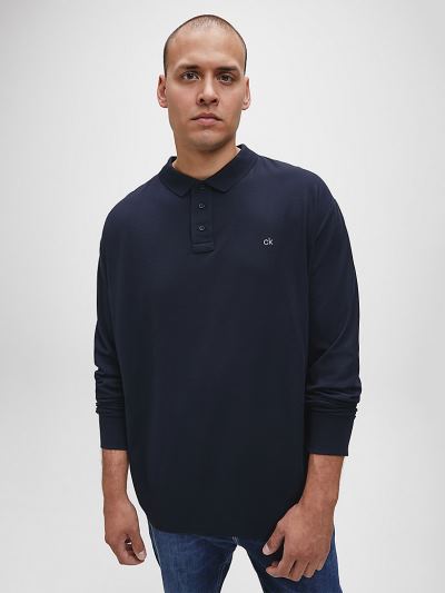 Calvin Klein Ruhák HU204981 | Calvin Klein Plus Size Long Sleeve Férfi Pólóing Sötétkék